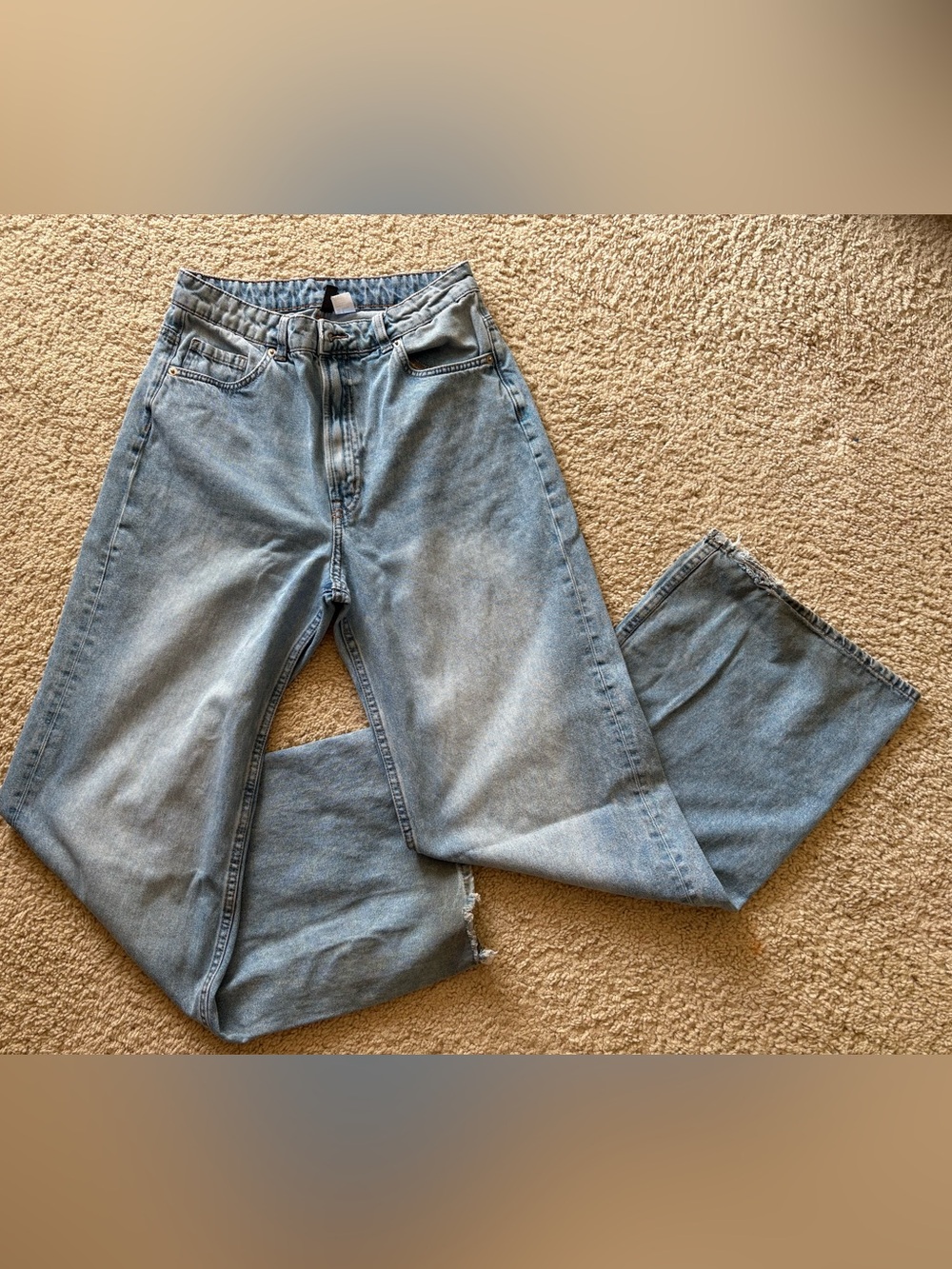 H&M Wide High Leg Jeans in Light Blue Denim - Size 8 | 100% Cotton | 90’s Style